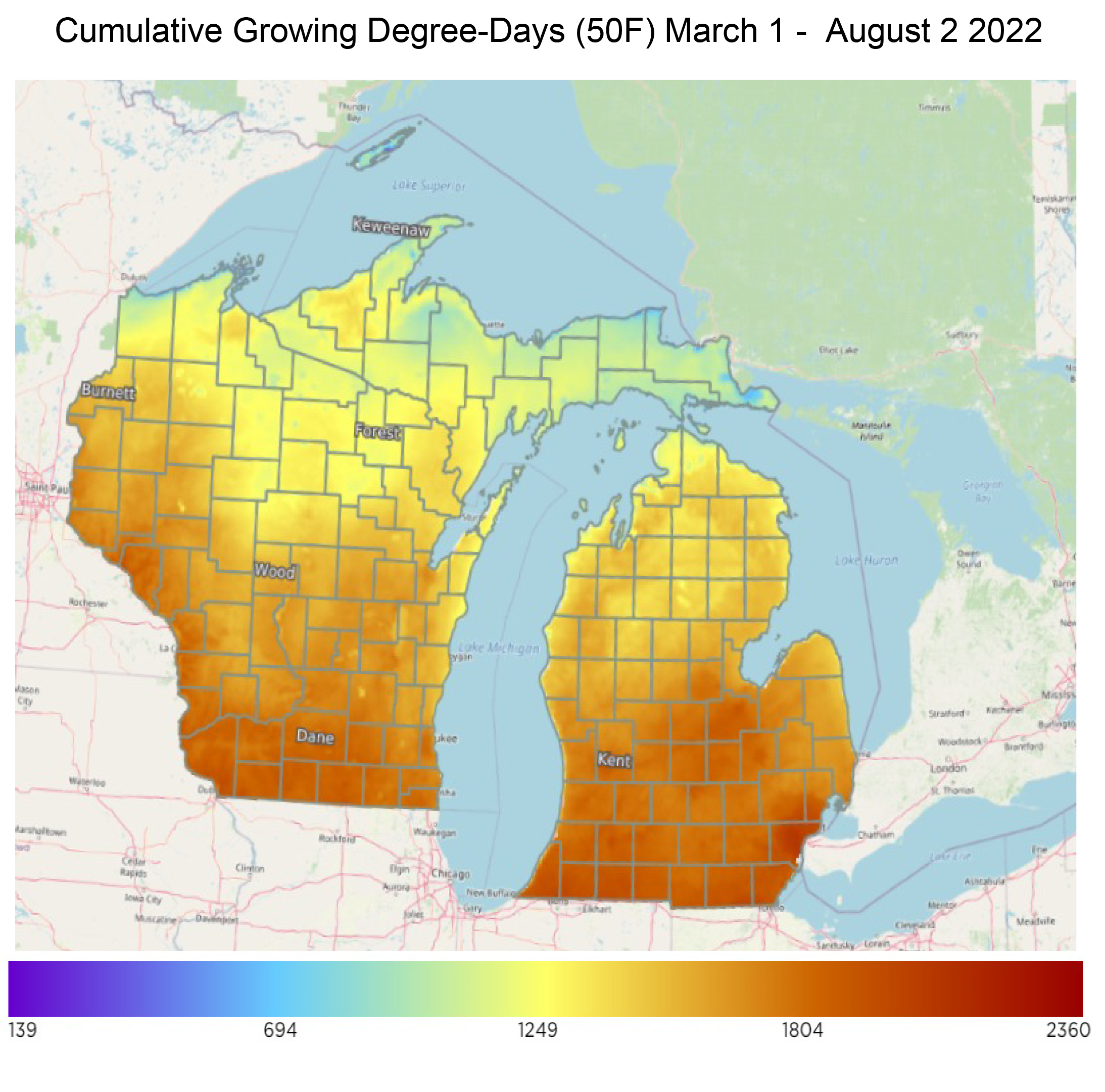 Cumulative Growing Degree-Day Map.